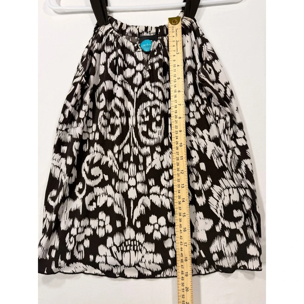 IZ Byer‎ Tank Top Women Medium Brown White Excellent Ikat Damask Turquoise Boho